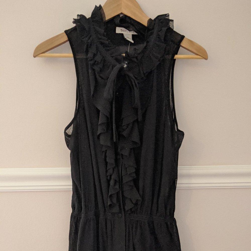 WHBM High-Neck Mesh Button Down Blouse